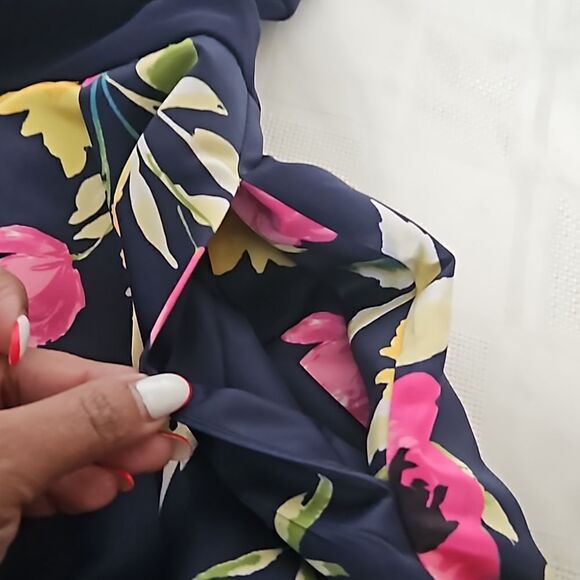 XSCAPE Women's Floral SideMesh Cutout Tutu Mini Dress 12 Navy Blue, Pink - Picture 14 of 16